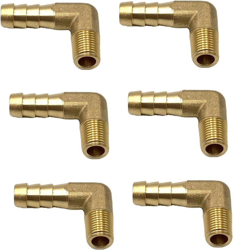 Bumugufu 6 Pcs 1/8" NPT x 5/16" OD Elbow Fittings,Brass Air Hose Fittings Adapter Connector for Low-pressure,Fuel,Air and Non-potable Water Chilling Application - Image 3